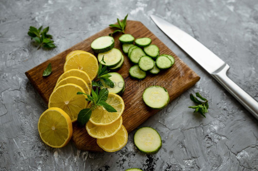 Similar – Mint, lemon and ice cubes for lemonade