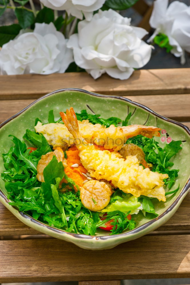 Similar – Image, Stock Photo Top view of green salad with a green juice