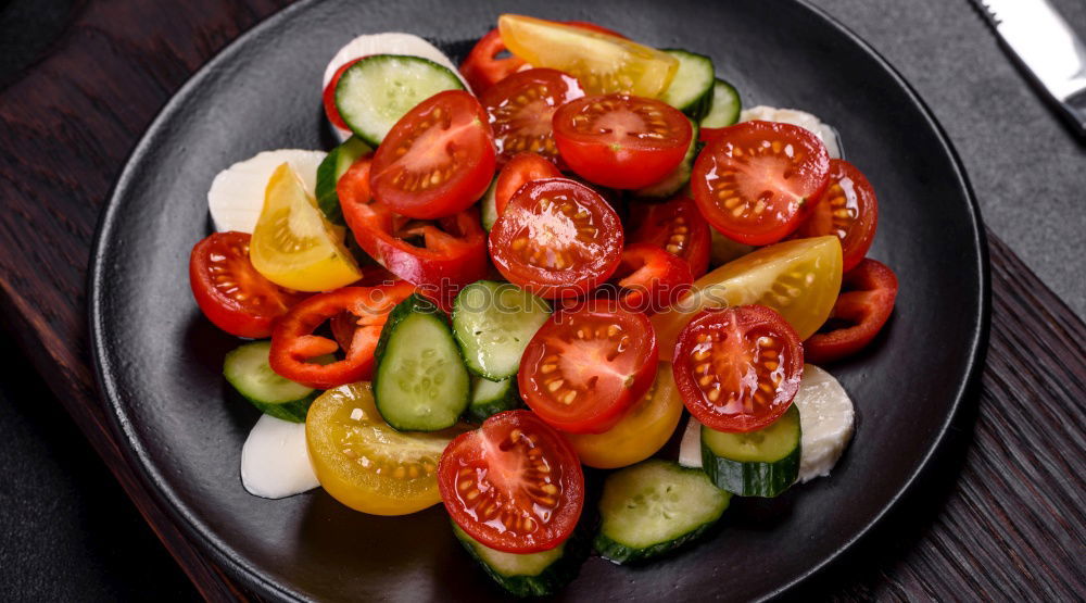 Similar – Image, Stock Photo Classic salad with tomatoes and mozzarella