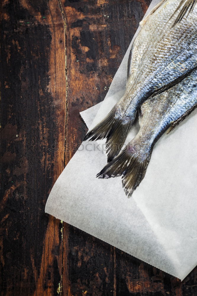 Similar – Image, Stock Photo sea bass fish on brown crumpled paper