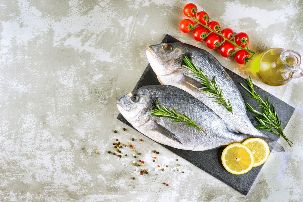 Similar – Image, Stock Photo Fresh char with ingredients for fish dishes