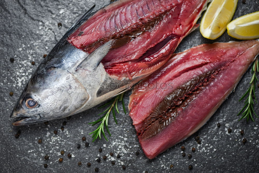 Similar – Fish fillet preparation on the baking tray