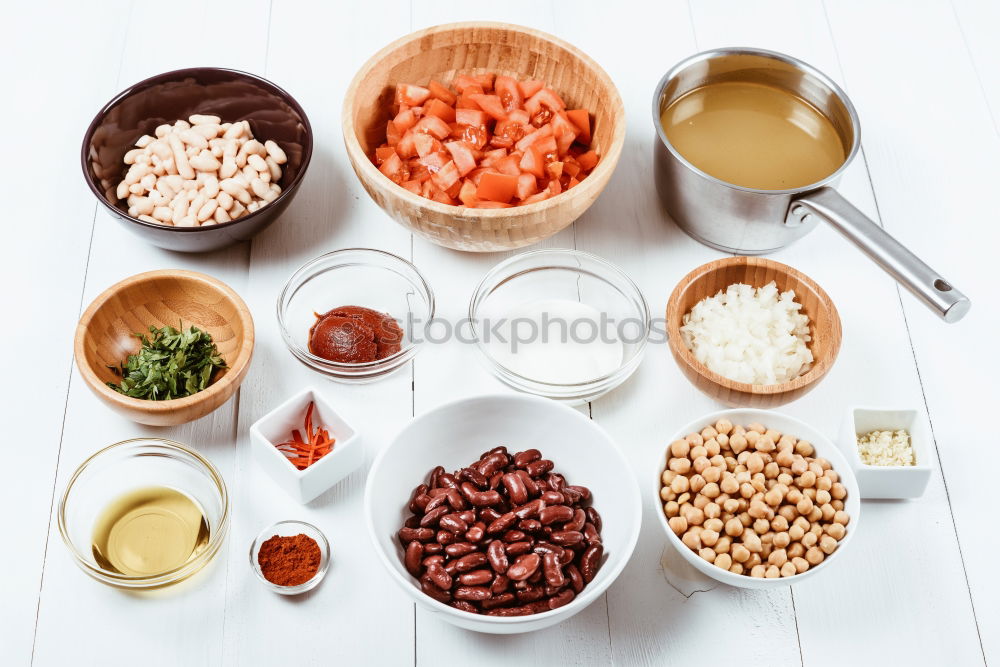 Image, Stock Photo Ingredients for healthy chickpeas salad