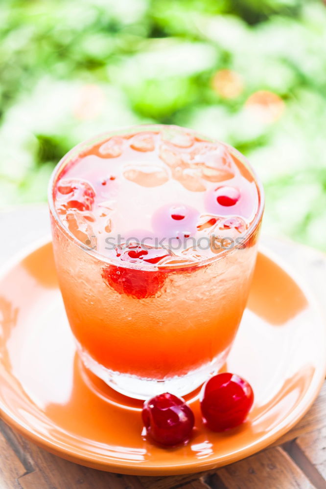 Image, Stock Photo Summer refreshment with orange and strawberries