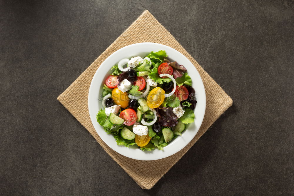 Similar – Image, Stock Photo Delicious salad with cottage cheese and tomatoes