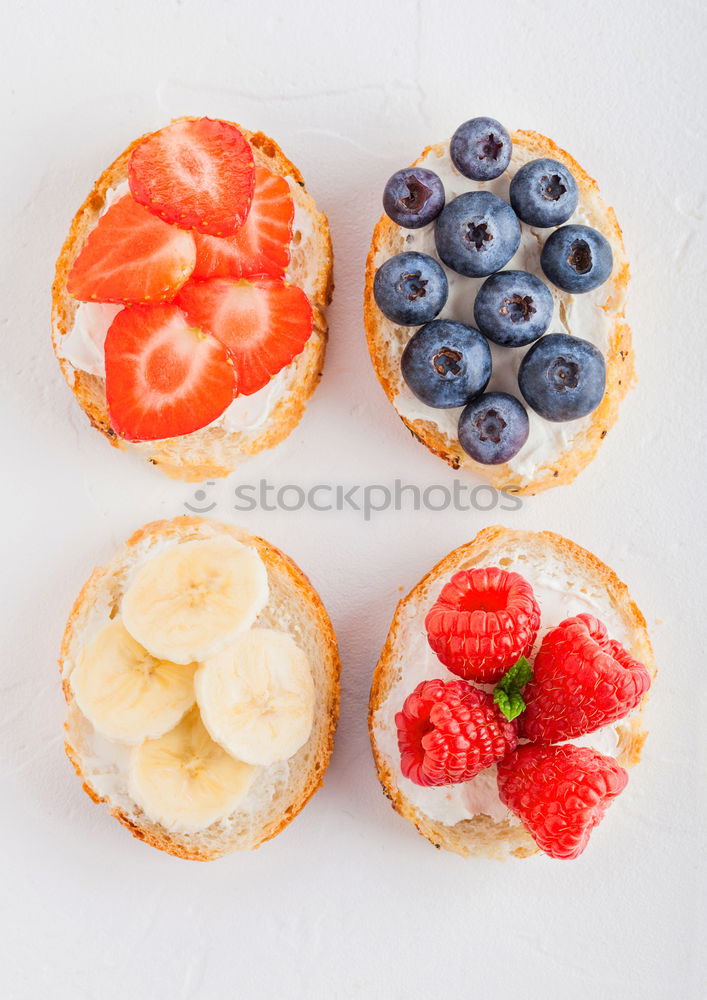 Similar – Image, Stock Photo Delicious tartlets with raspberries and blueberries