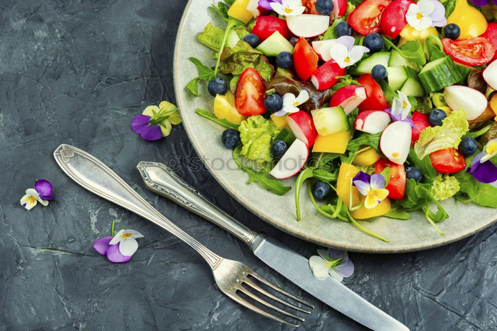 Similar – Image, Stock Photo Spring flowers salad