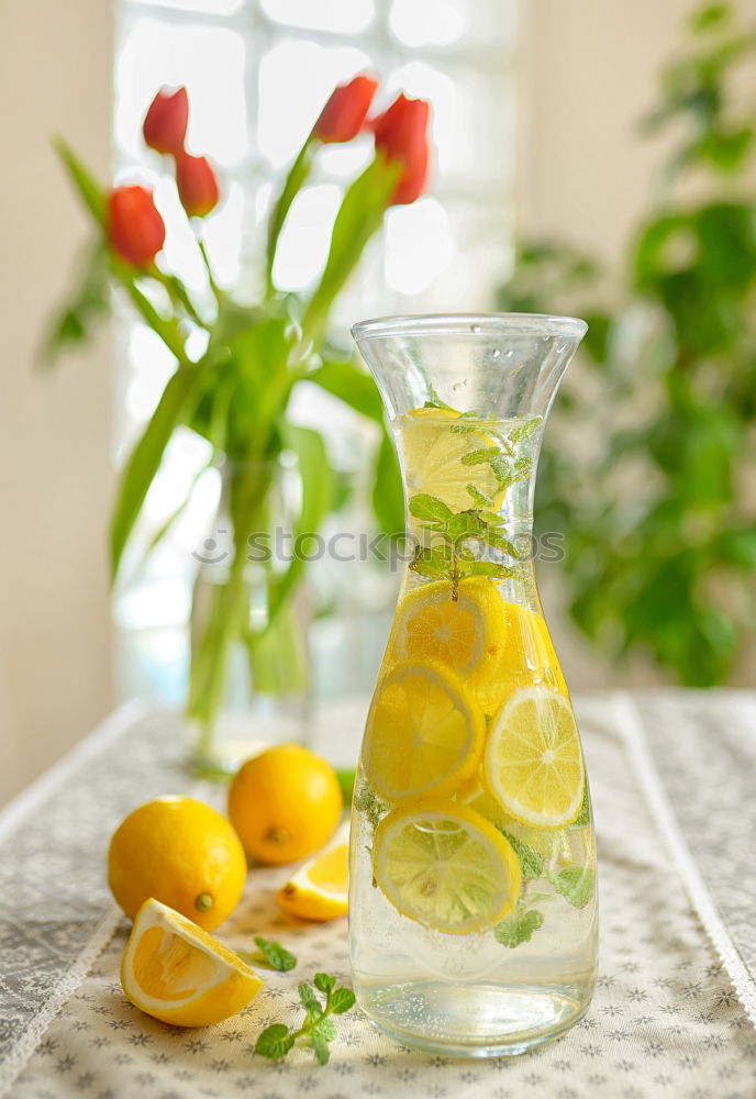 Similar – Image, Stock Photo Homemade refreshing drink with lemon juice and mint