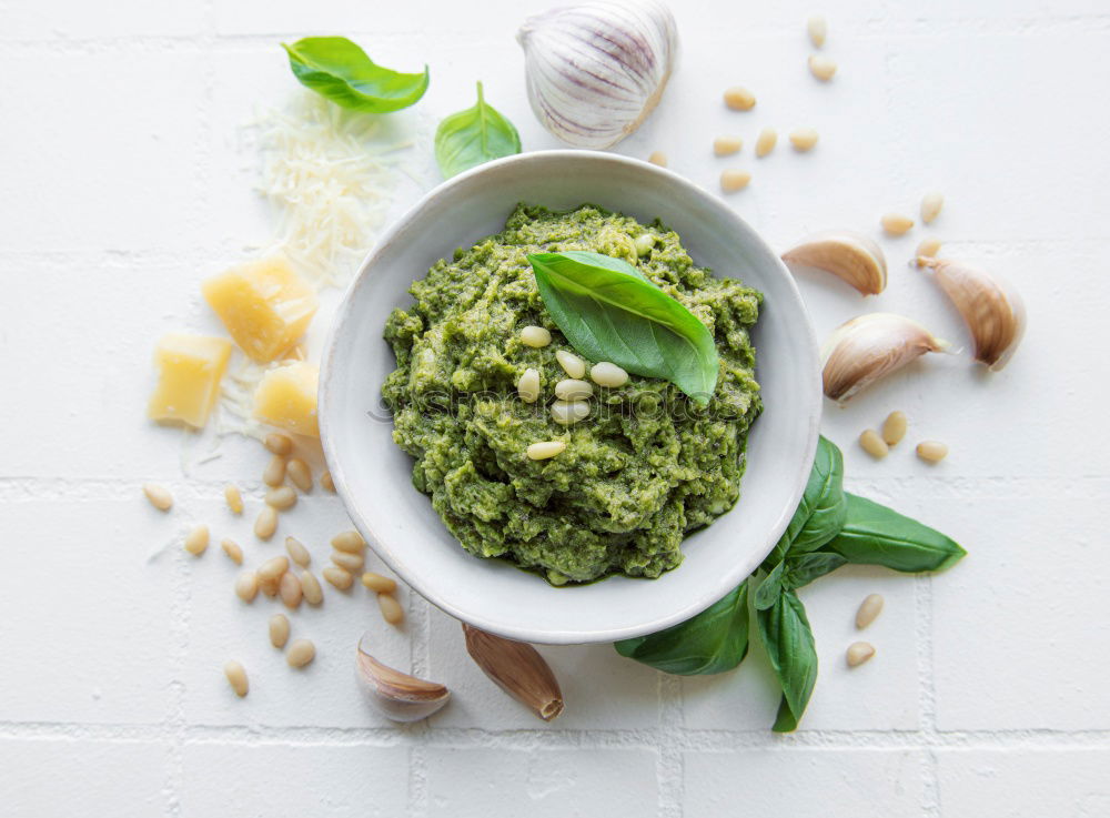 Image, Stock Photo Risotto with spinach cream in a bowl