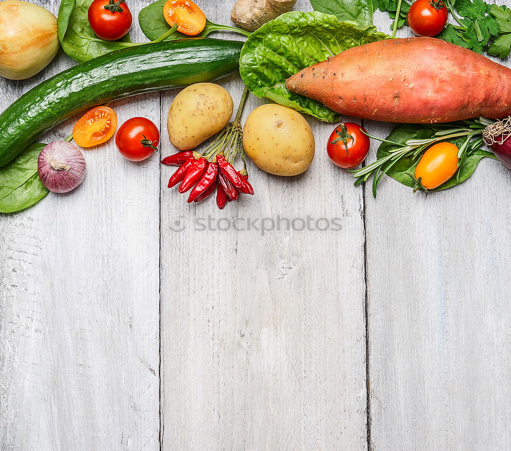 Image, Stock Photo Organic farm vegetables and ingredients for healthy cooking