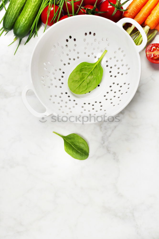 Similar – Image, Stock Photo Green organic vegetables around empty kitchen sieve