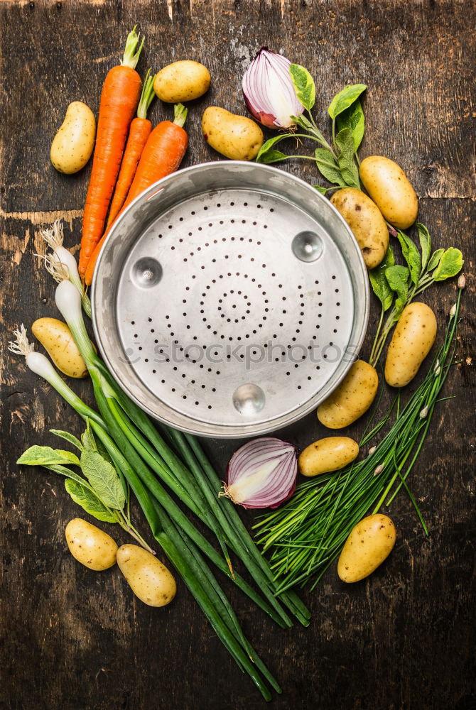 Similar – Image, Stock Photo Green organic vegetables around empty kitchen sieve