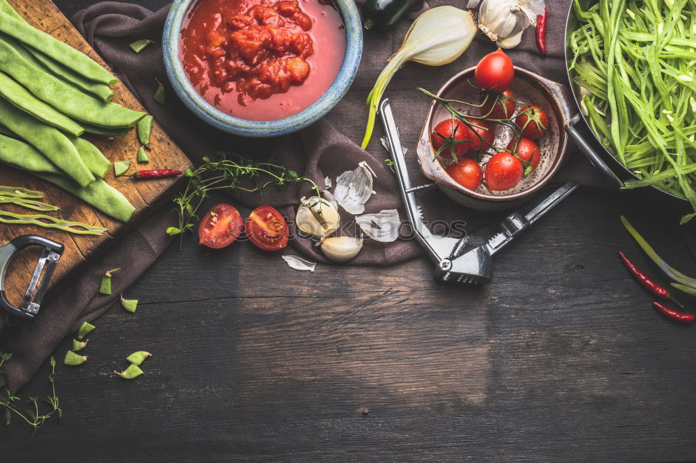 Image, Stock Photo Empty black frying pan and vegetables