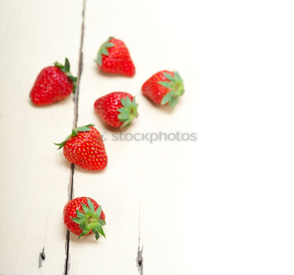 Similar – Image, Stock Photo Three small buckets of strawberry on old vintage wood