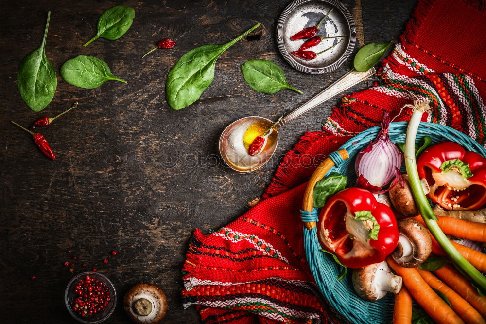 Similar – Black frying pan and fresh vegetables