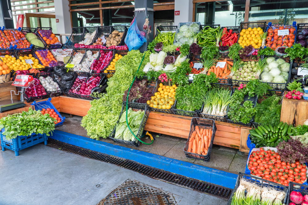 Similar – Image, Stock Photo Colourful fruit and vegetable market stall