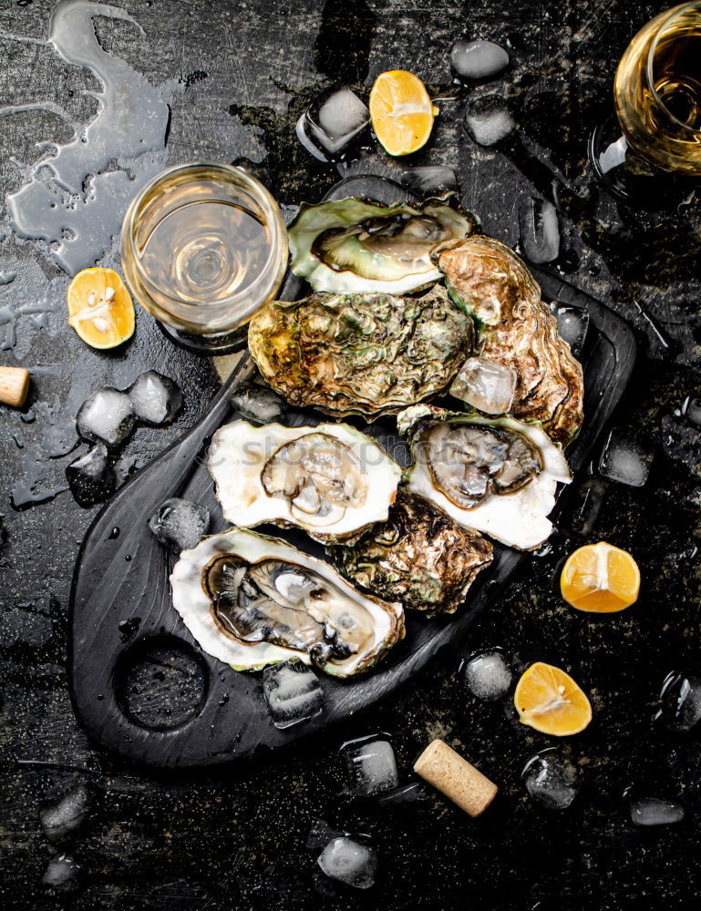 Similar – Image, Stock Photo Oysters with lemon and oyster knife