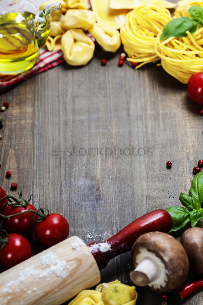 Similar – Image, Stock Photo Tagliatelle with tomatoes and spices for tomato sauce