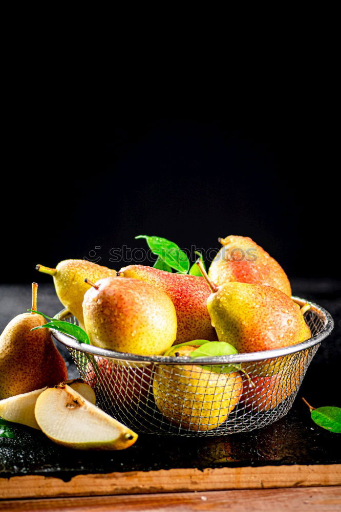 Similar – Image, Stock Photo ripe yellow pears in a brown clay bowl