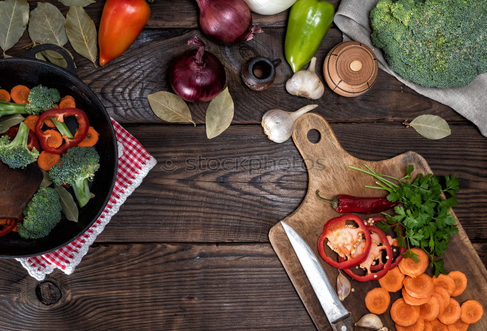 Similar – vegetables in a black round frying pan