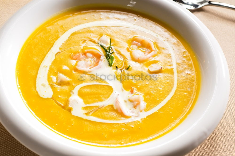 Similar – Image, Stock Photo Pumpkin soup on the plate