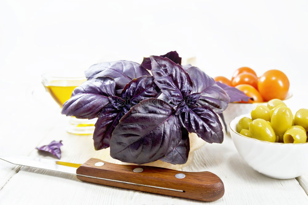 Image, Stock Photo Roman Artichokes on a wooden board with knife