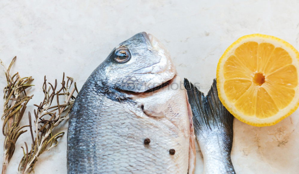 Dorado fish with ingredients for cooking