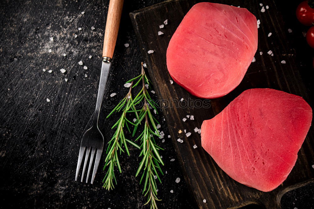 Image, Stock Photo Heart shaped from raw meat with text: Organic Meat