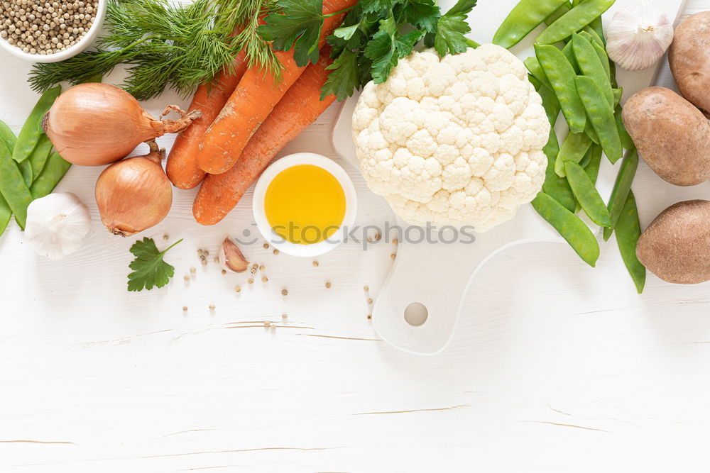 Similar – Image, Stock Photo Fresh seasonal organic vegetables for healthy cooking