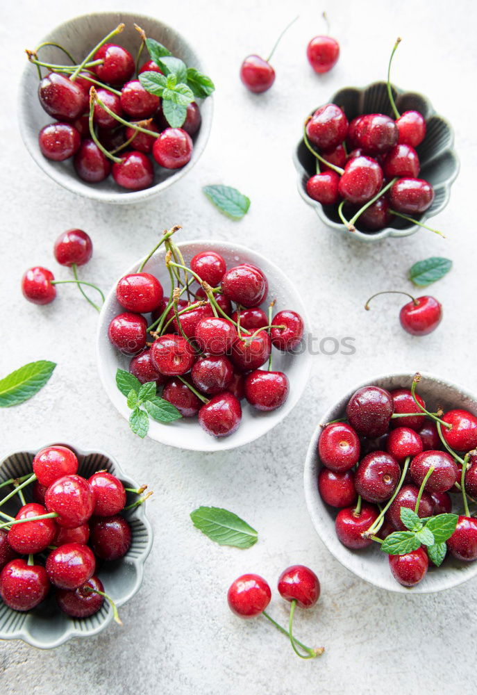 Similar – Image, Stock Photo Scattered cherries with green leaves