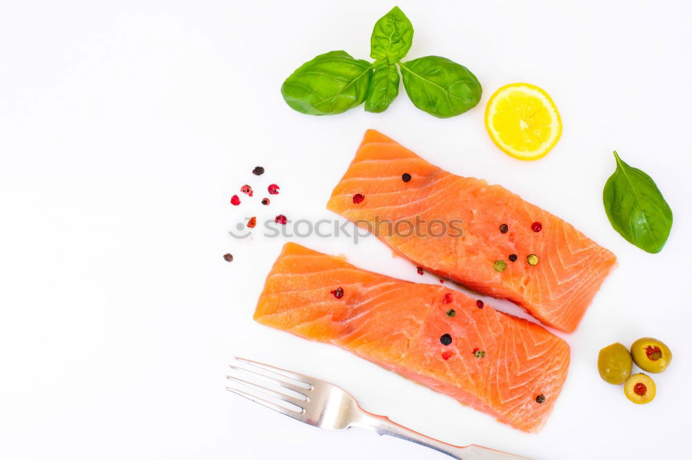 Similar – Image, Stock Photo Raw salmon with lemon and spices