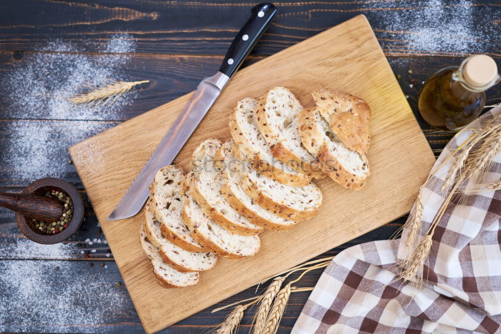 Similar – fresh bread and baked goods on wooden