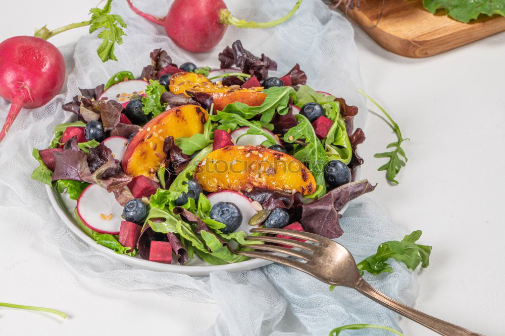 Similar – Image, Stock Photo Mediterranean goat cheese baked in parchment paper