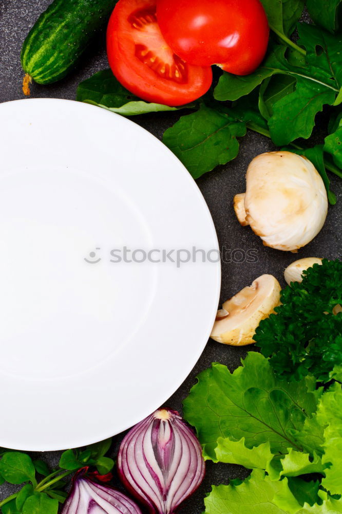 Similar – Image, Stock Photo Green organic vegetables around empty kitchen sieve