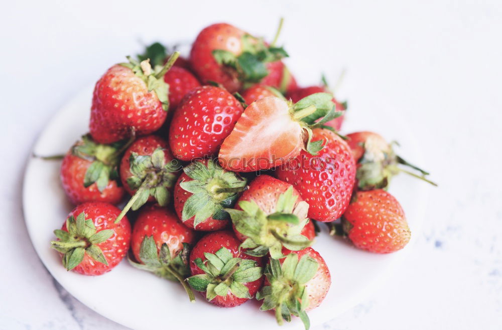 Similar – Strawberries in a bucket on a white wooden table