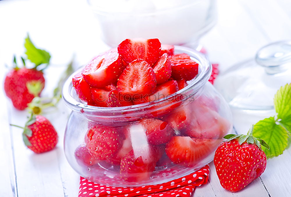 Similar – Image, Stock Photo Fresh strawberries and strawberries milkshake