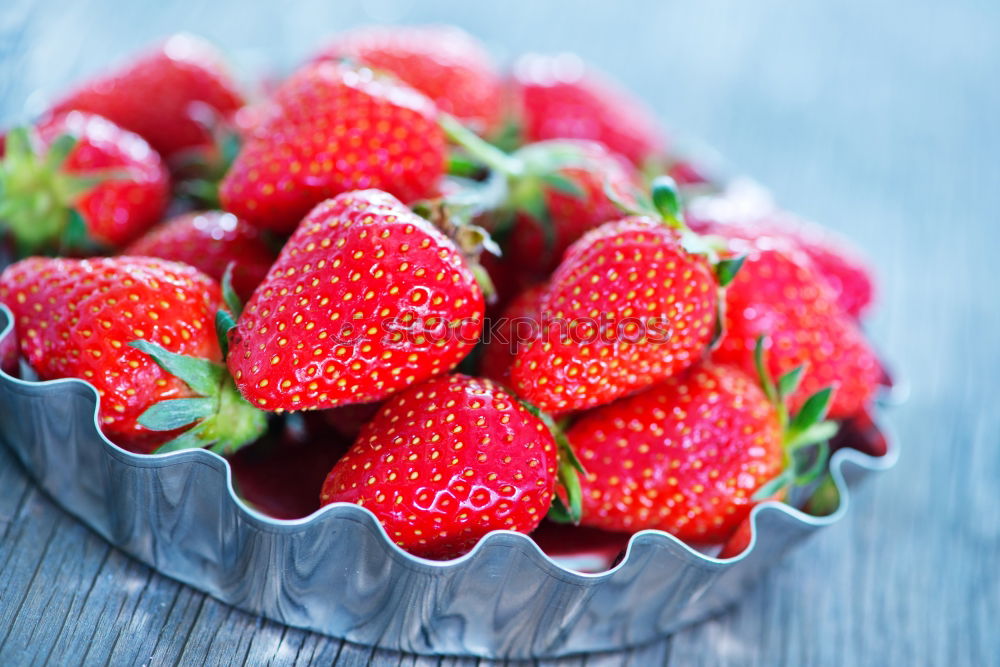 Similar – Image, Stock Photo Strawberries on a turquoise blue old wooden table