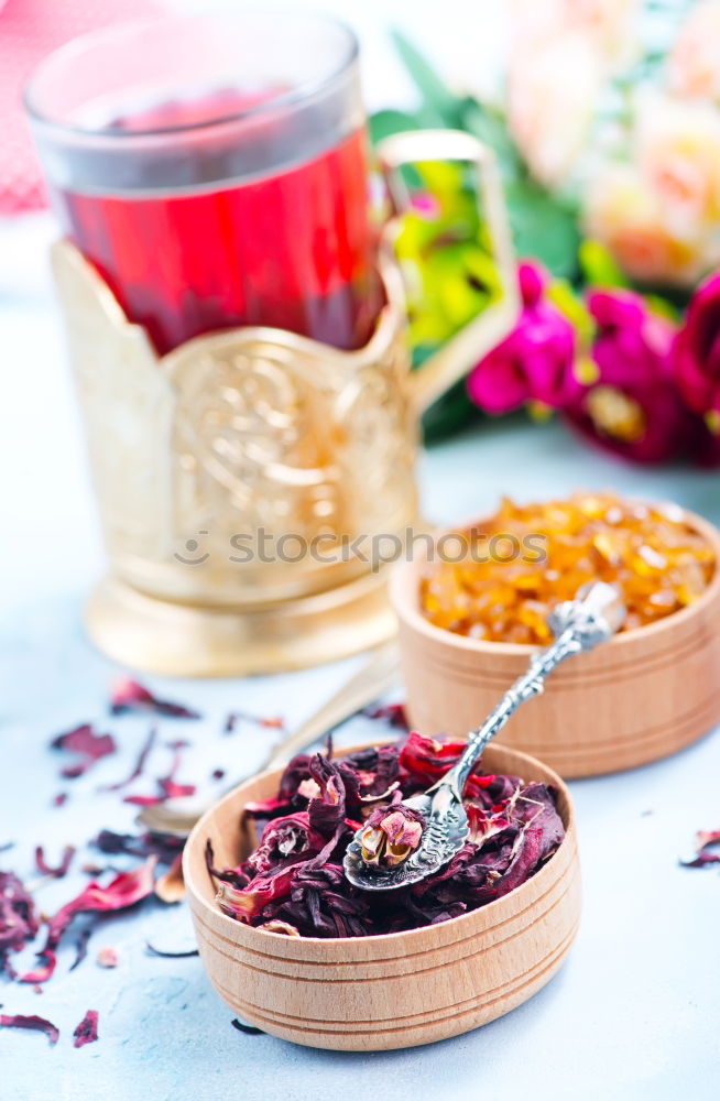 Similar – Image, Stock Photo Cakes with different fruits and cups with tea