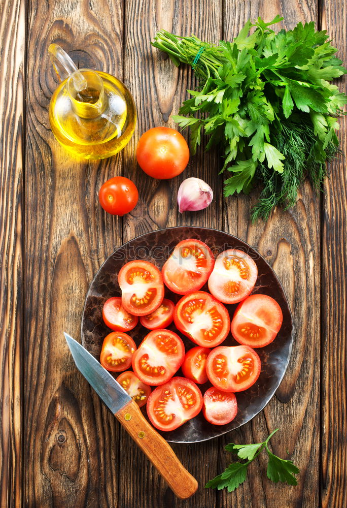 Similar – Image, Stock Photo Whole wheat pasta, vegetables, herbs and olive oil