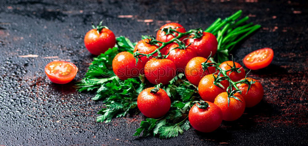 Similar – Image, Stock Photo Top view of spaghetti with tomatoes