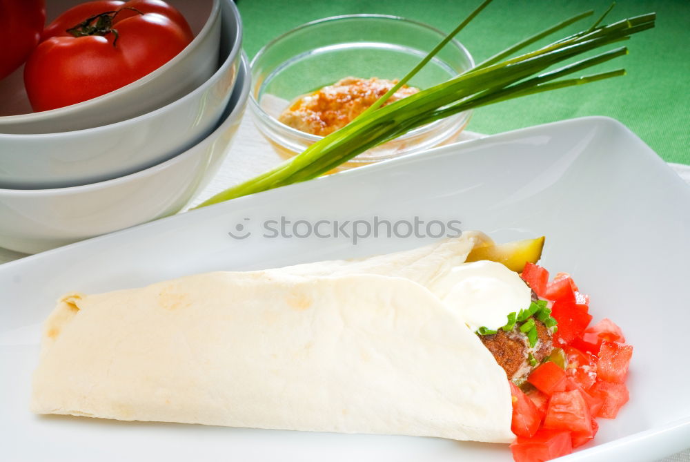 Similar – Image, Stock Photo Mediterranean goat cheese baked in parchment paper