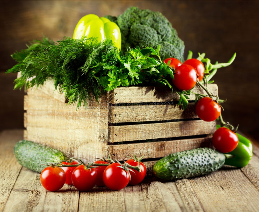 Similar – Vegetables and utensils on kitchen table