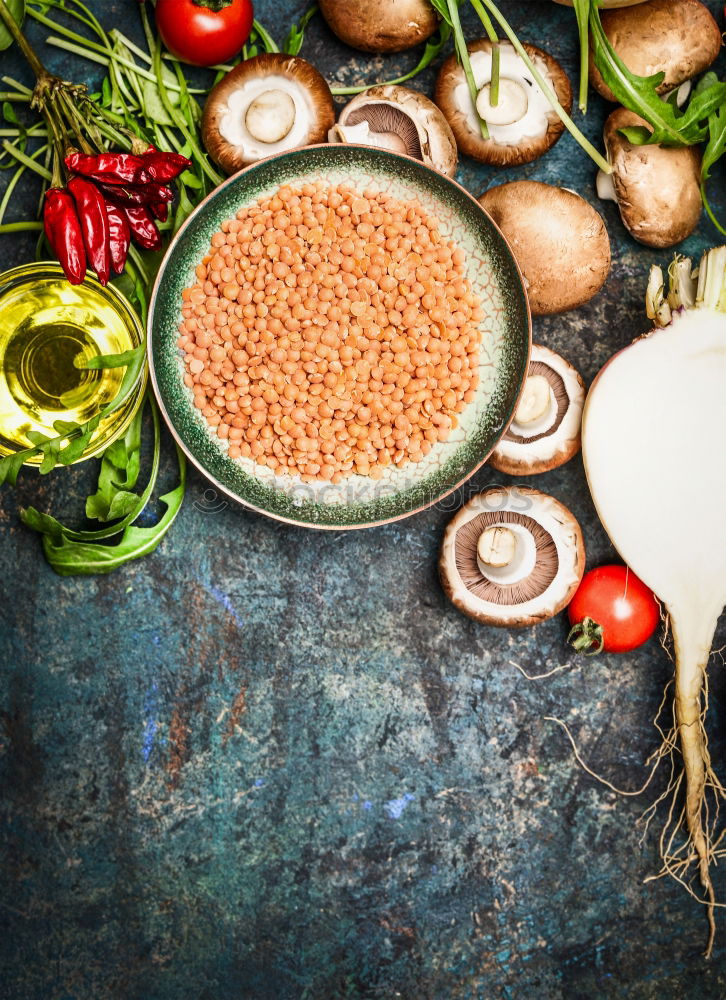 Similar – Image, Stock Photo Lentils with fresh vegetables and ingredients for cooking