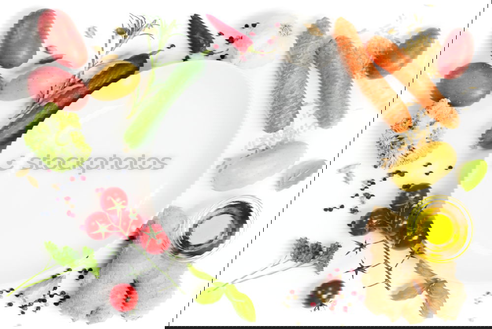 Similar – Image, Stock Photo Ingredients for soup or broth around cooking pot