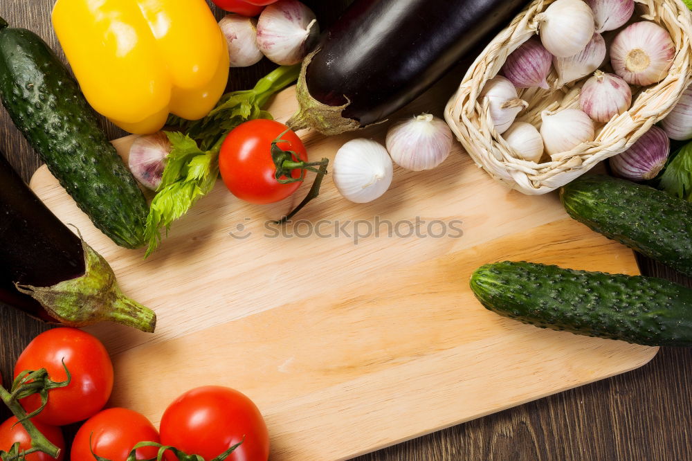 Similar – Image, Stock Photo Whole wheat pasta, vegetables, herbs and olive oil