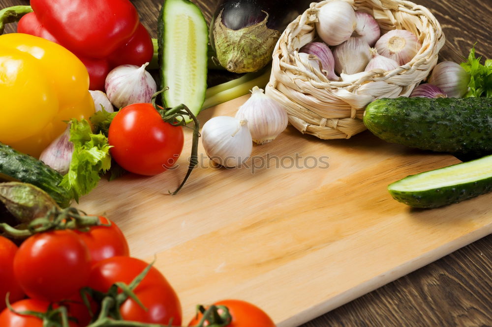 Similar – Image, Stock Photo Cherry tomatoes, basil and olive oil