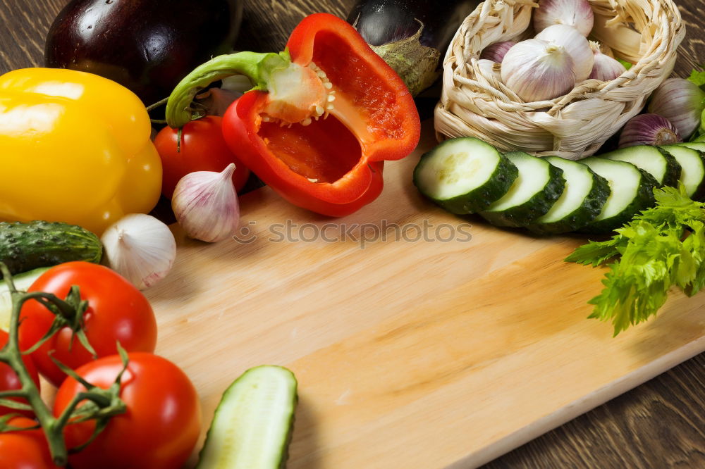 Similar – Image, Stock Photo Cherry tomatoes, basil and olive oil