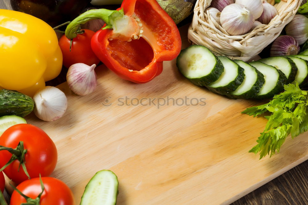 Similar – Image, Stock Photo Cherry tomatoes, basil and olive oil