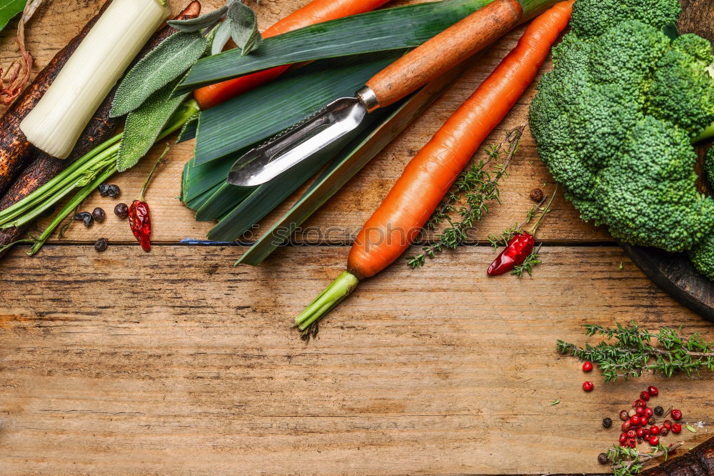 Similar – Linen sack with assorted vegetables on table