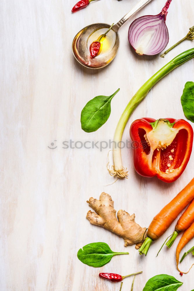 Similar – Image, Stock Photo Organic vegetables and spices for vegetarian cuisine